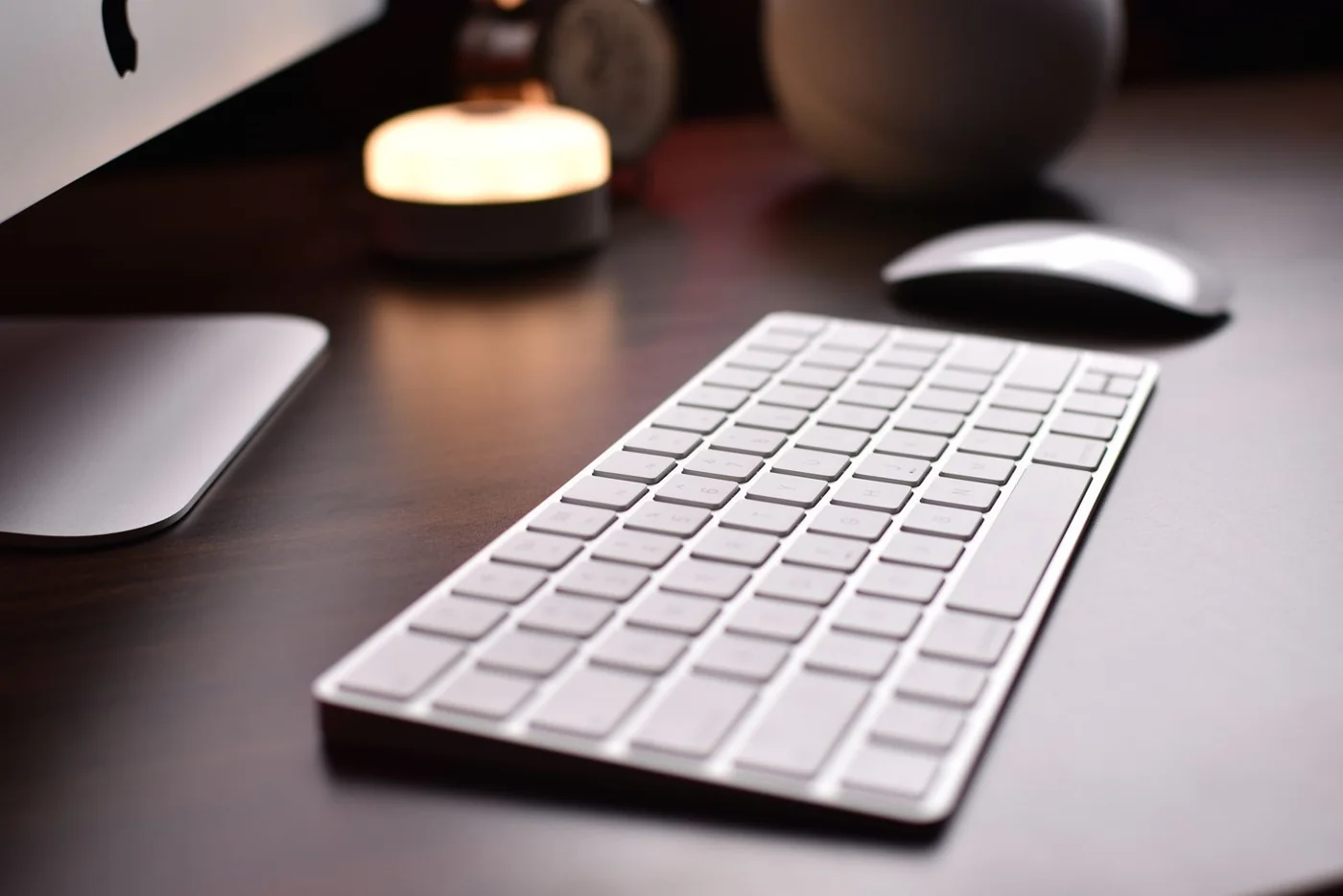 A keyboard and mouse in a workspace in New Delhi