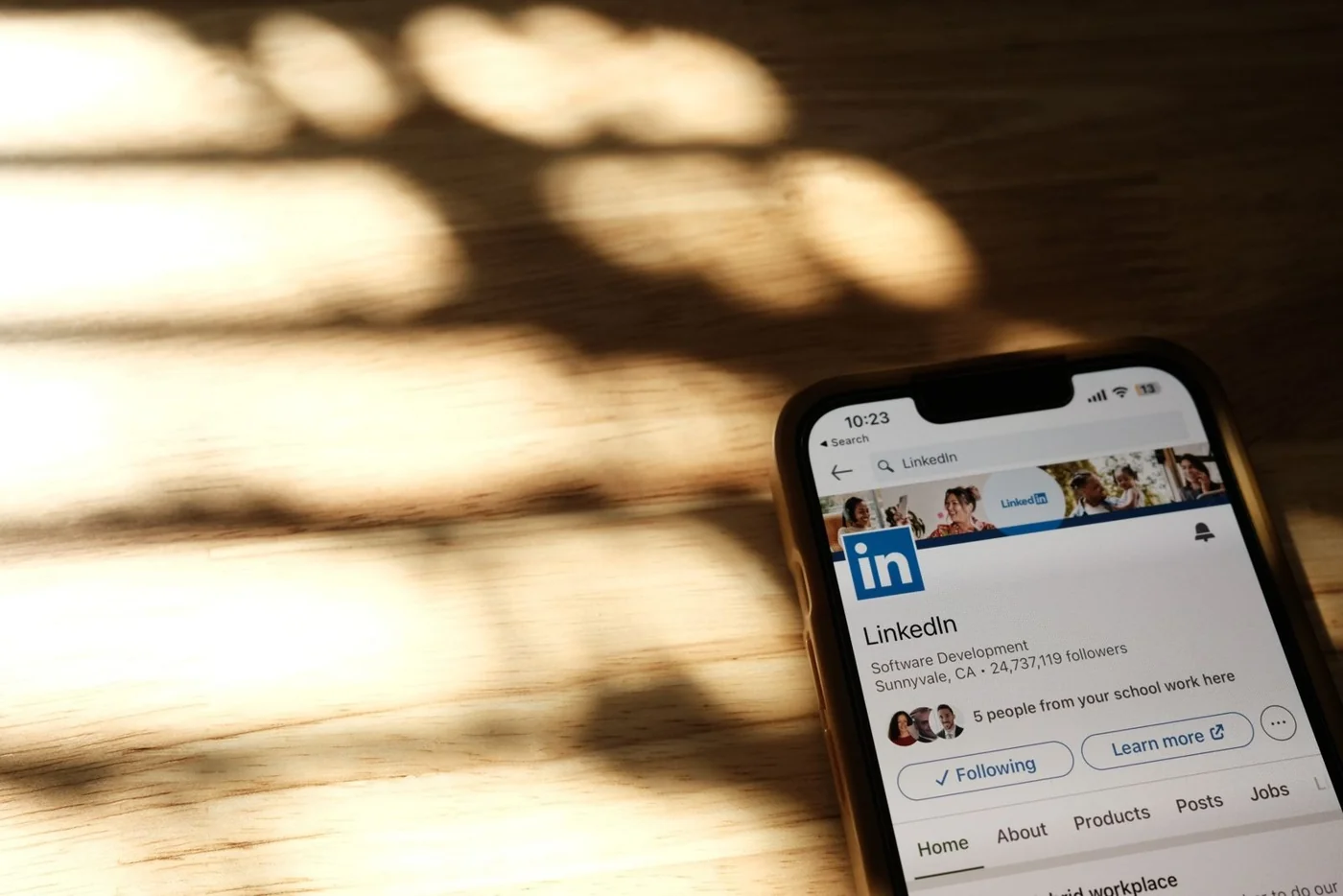 A LinkedIn profile displayed on a smartphone