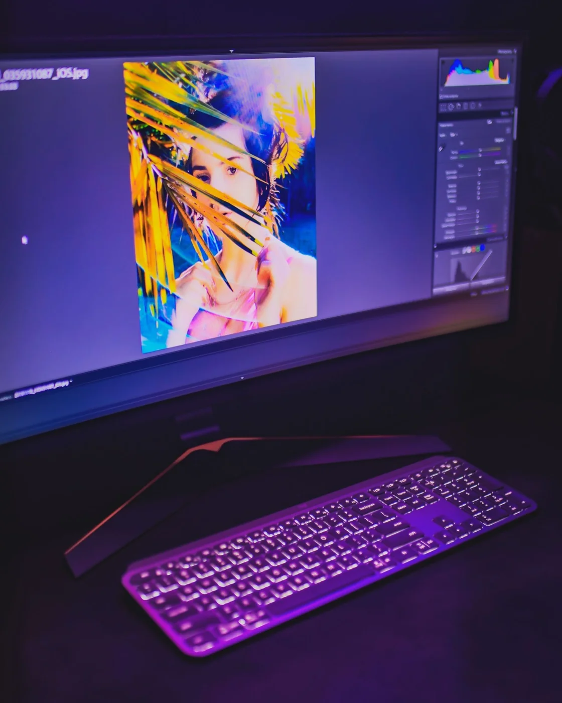 A desktop monitor displaying image editing software