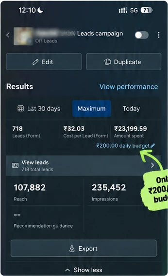 Meta Ads verified client case study proof and results dashboard