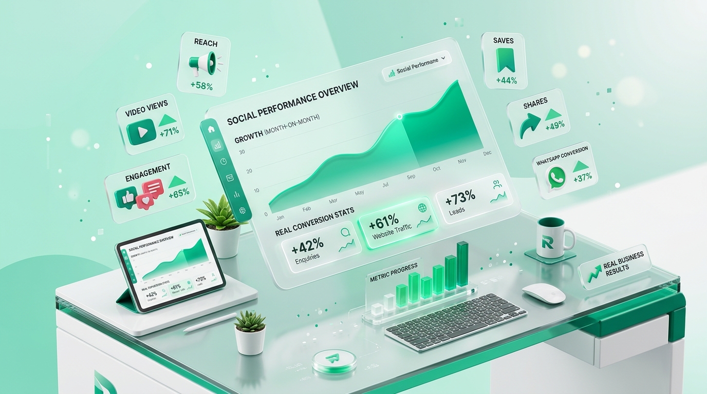 Instagram insights and analytics showing reach and engagement growth