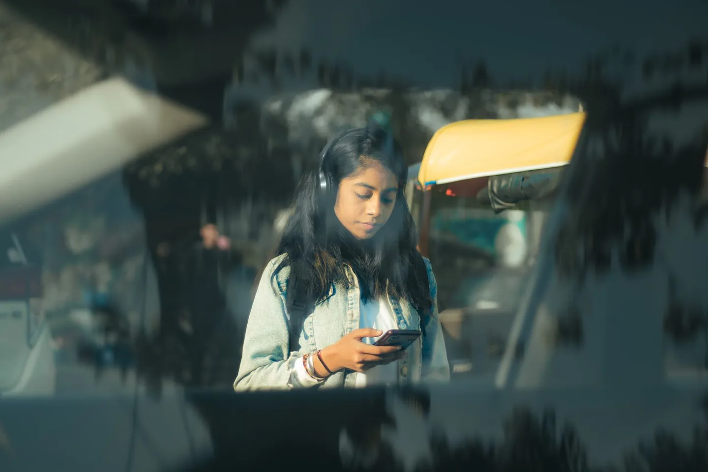 A customer using her smartphone